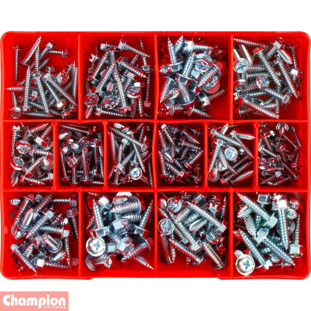 Champion 350Pce  Hex Self-Tapping Screws Assortment Kit CA350
