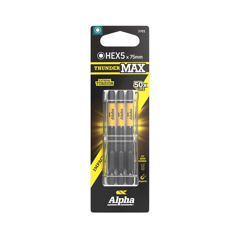Alpha ThunderMax Impact Power Bit Carded 3 or 5 Pack