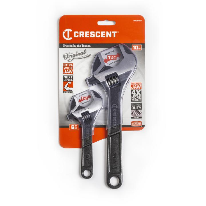 GEARWRENCH 2Pce 150mm (6") & 200mm (10") Wide Jaw Adjustable Wrench Set ATWJ2610VS