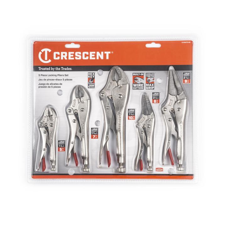 Crescent 5 Piece Curved and Long Nose Locking Plier Set CLP5SETN-08