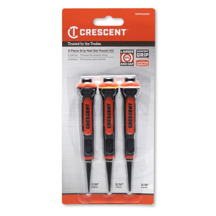 Crescent 3Pce Dual Material Nail Punch Set CNPS12332G