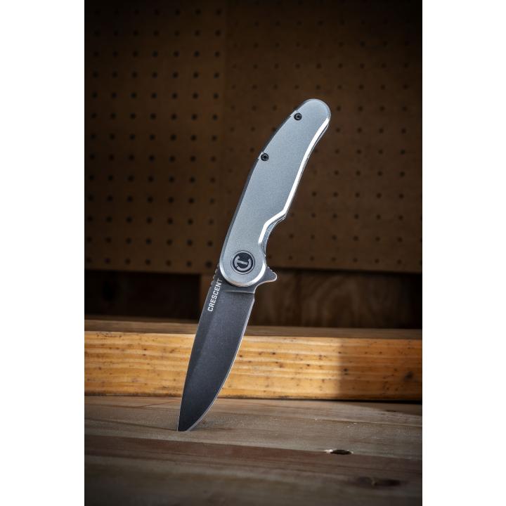 83mm/3-1/4" Drop Point Aluminum Handle Pocket Knife - CPK325A by Crescent