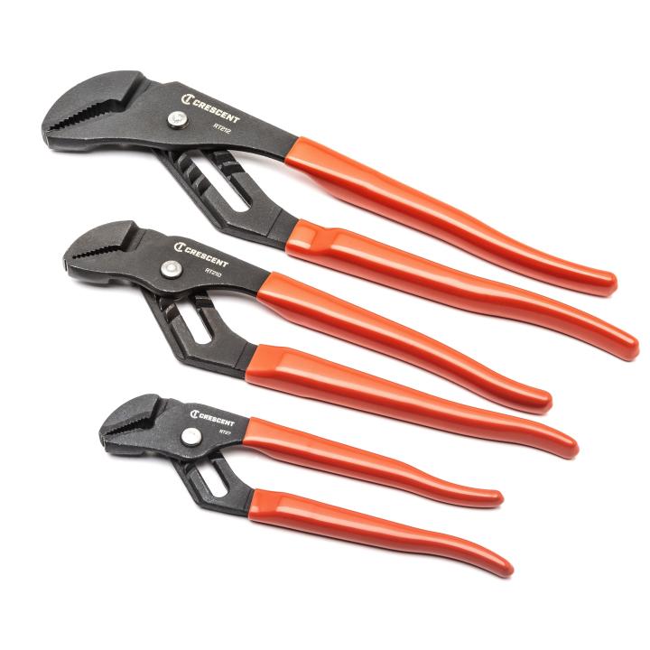 Crescent 3 Piece Straight Jaw Dipped Handle Tongue and Groove Plier Set 7", 10" & 12" RT200SET3-05