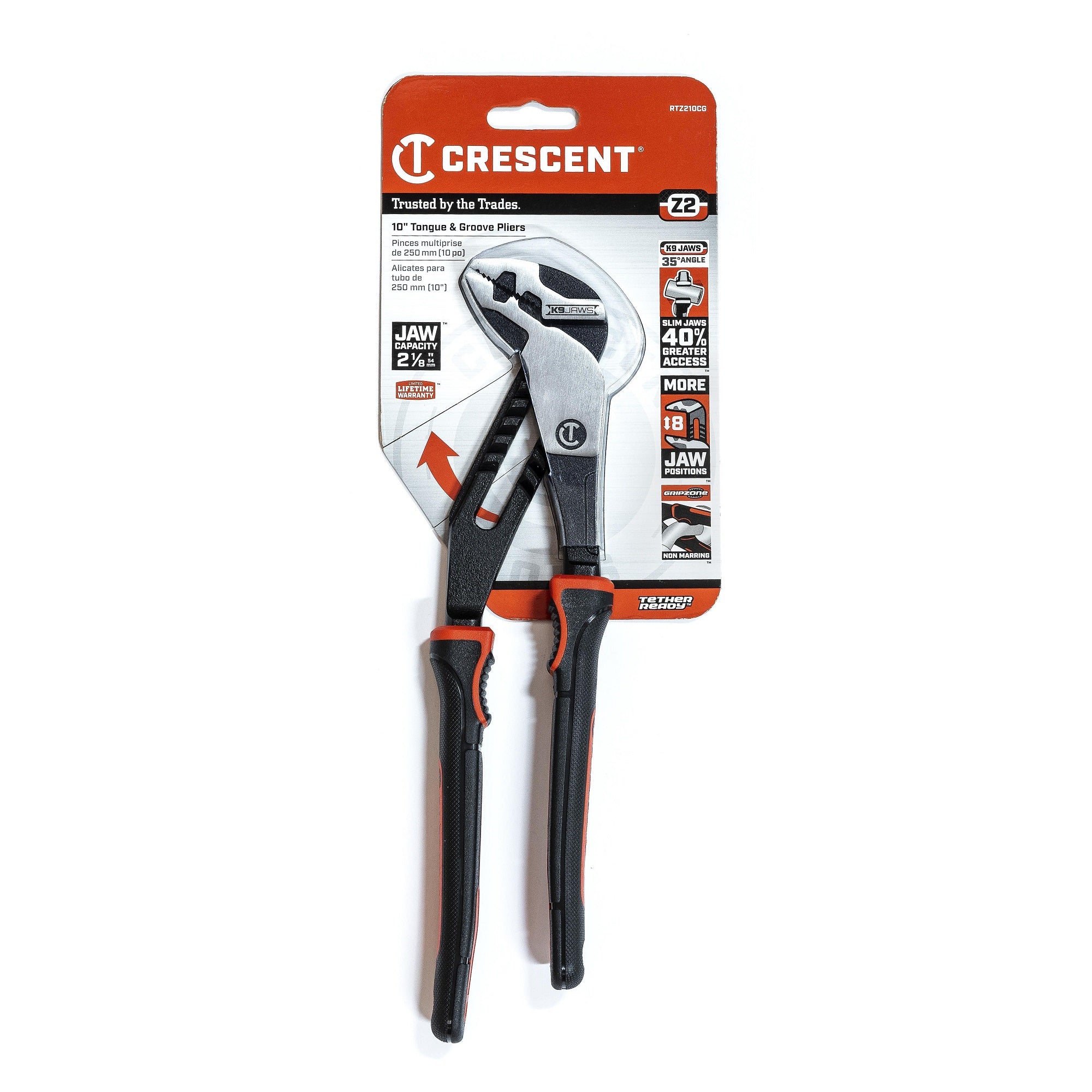 Crescent Z2 K9™ Straight Jaw Dual Material Tongue and Groove Pliers