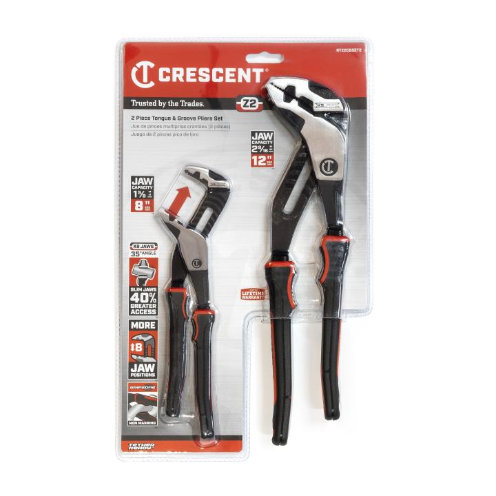 2 Piece Z2™ K9™ Straight Jaw Dual Material Tongue and Groove Plier Set - RTZ2CGSET2 by Crescent