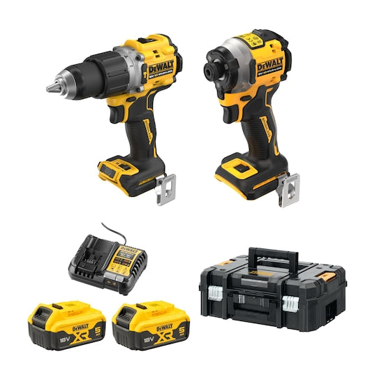 Dewalt 18V 2 x 5Ah Brushless Hammer Drill & Brushless Compact Impact Driver Twin Kit DCZ2050P2T-XE