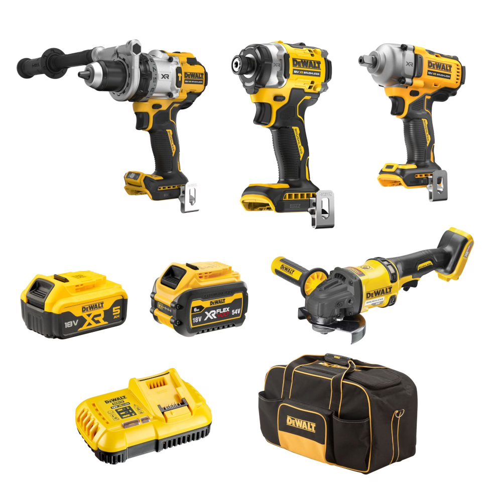 Dewalt 18V XR Brushless 4Pce 5Ah & FLEXVOLT® 6Ah Kit DCZ407P1T1-XE