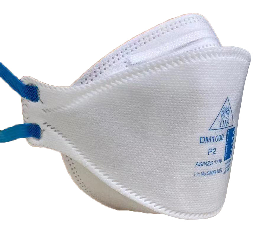 10Pce Premium Tri Fold Mask Respirators P2 Disposable Folding DM1000 by YHS