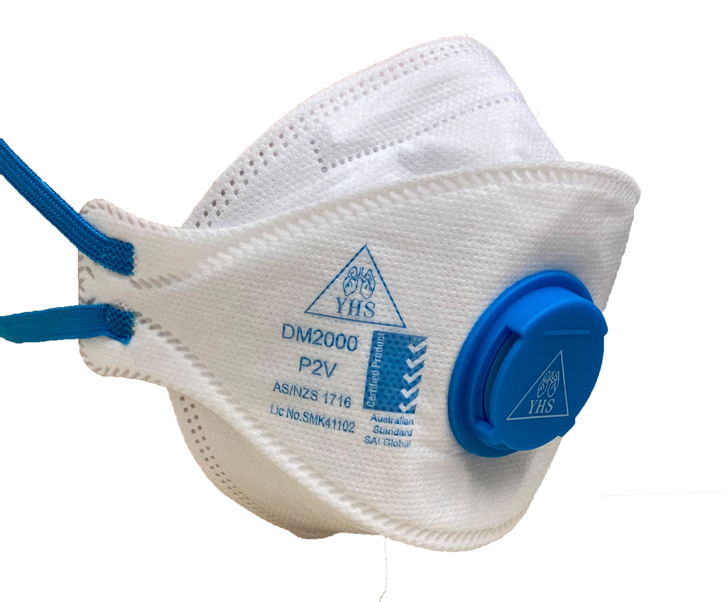 10Pce Premium Tri Fold Mask Respirators P2V Disposable Folding DM2000 by YHS