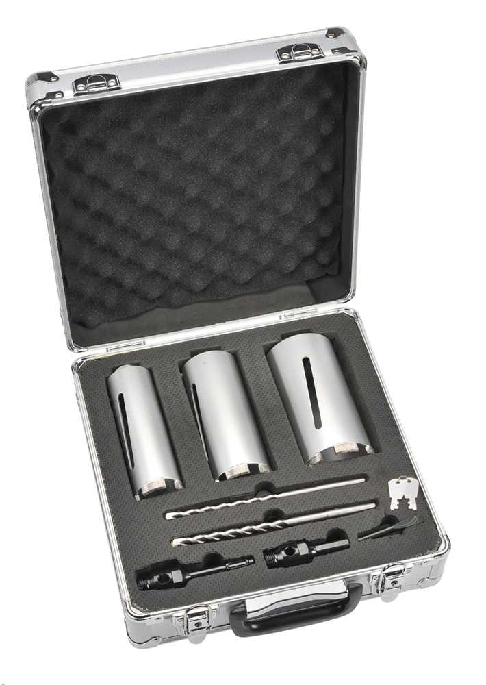 Dymaxion 3Pce Diamond Core Drill Kit - Segmented for Concrete 52mm, 65mm, 80mm CCSBKIT1