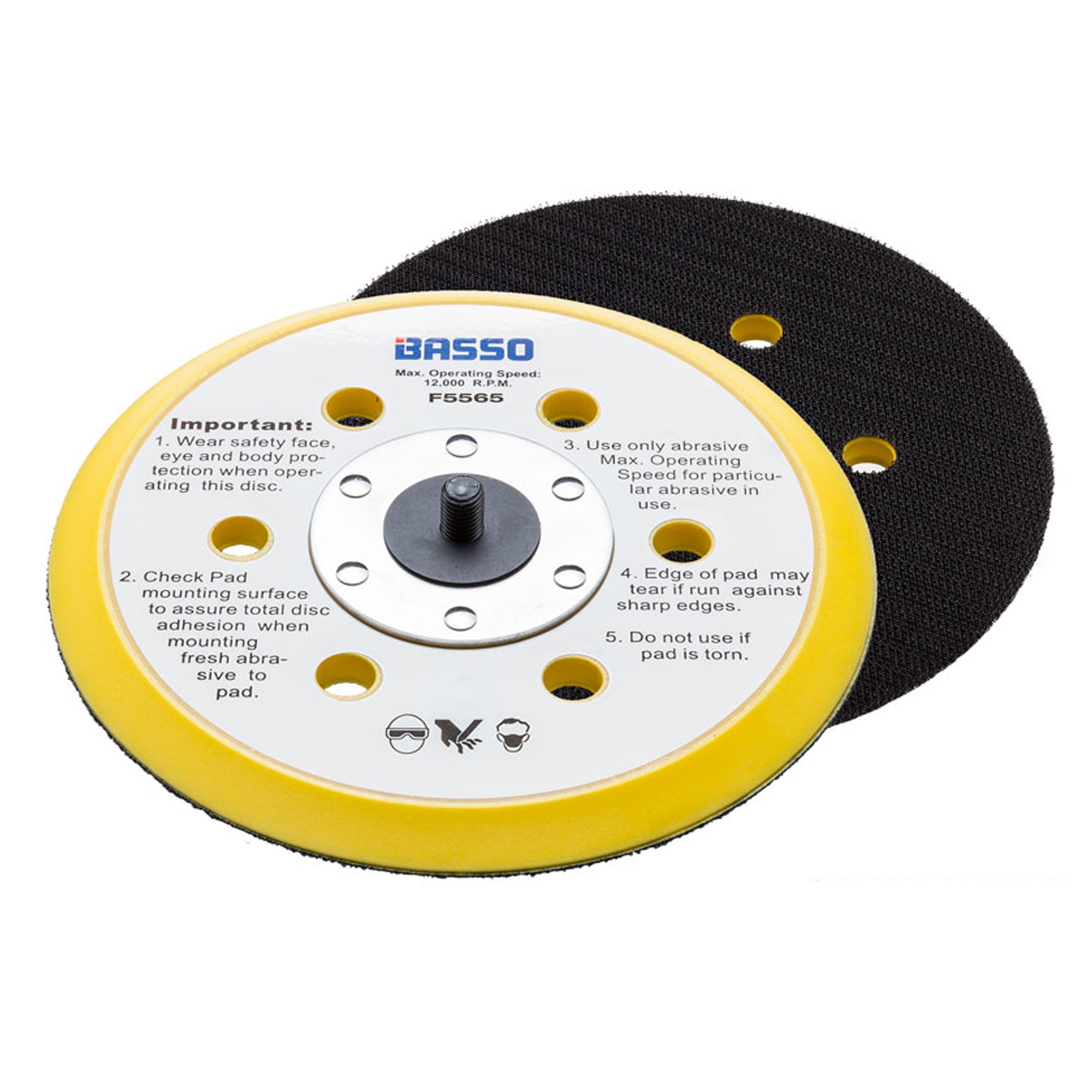 125mm, 150mm Dust Free Hook & Loop Backing Pad F5565, F6565 Basso