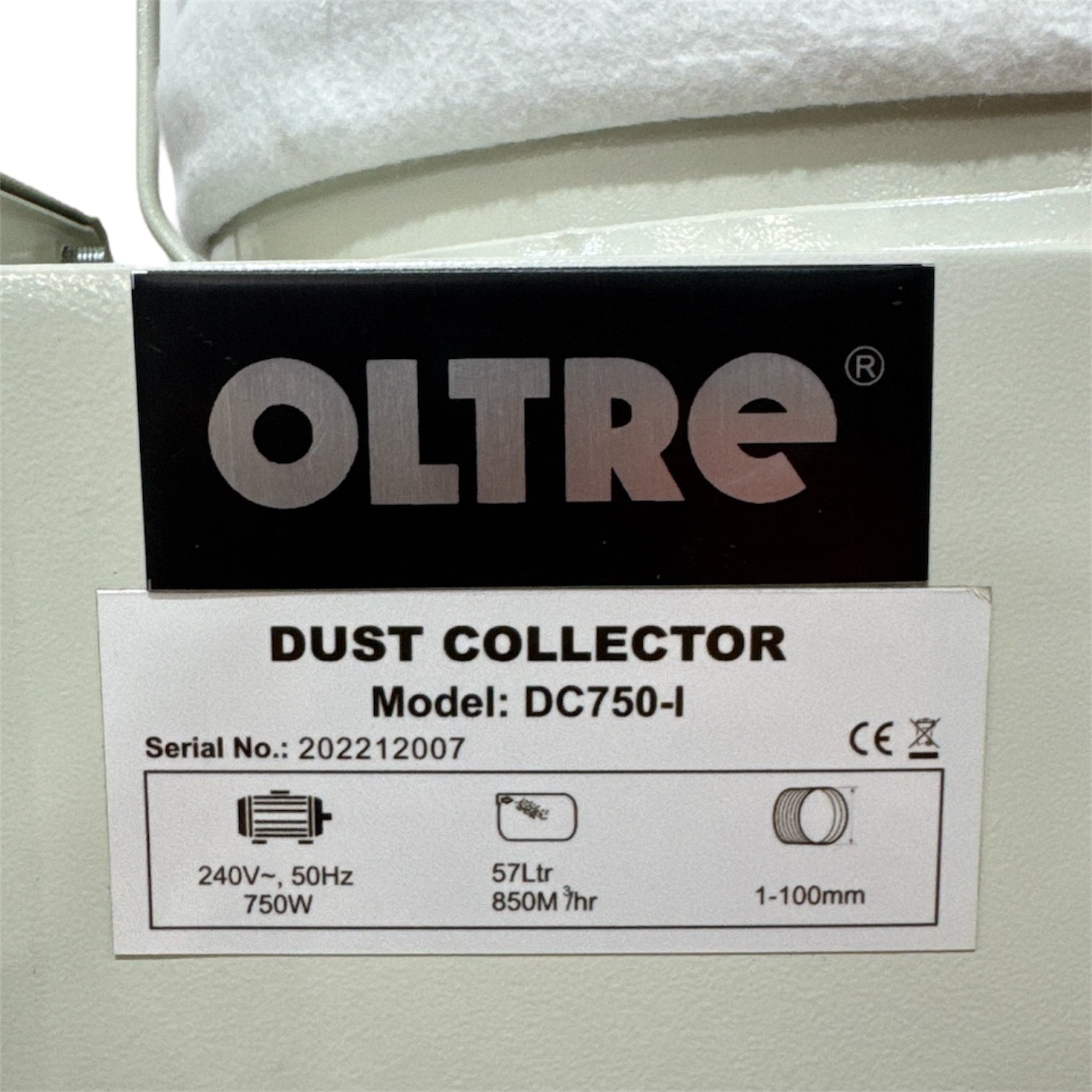 Dust Collector 240V 1HP 1 x Filter Element (1 Top + 1 Bottom Bag) 500CFM OT-DC-750 by Oltre