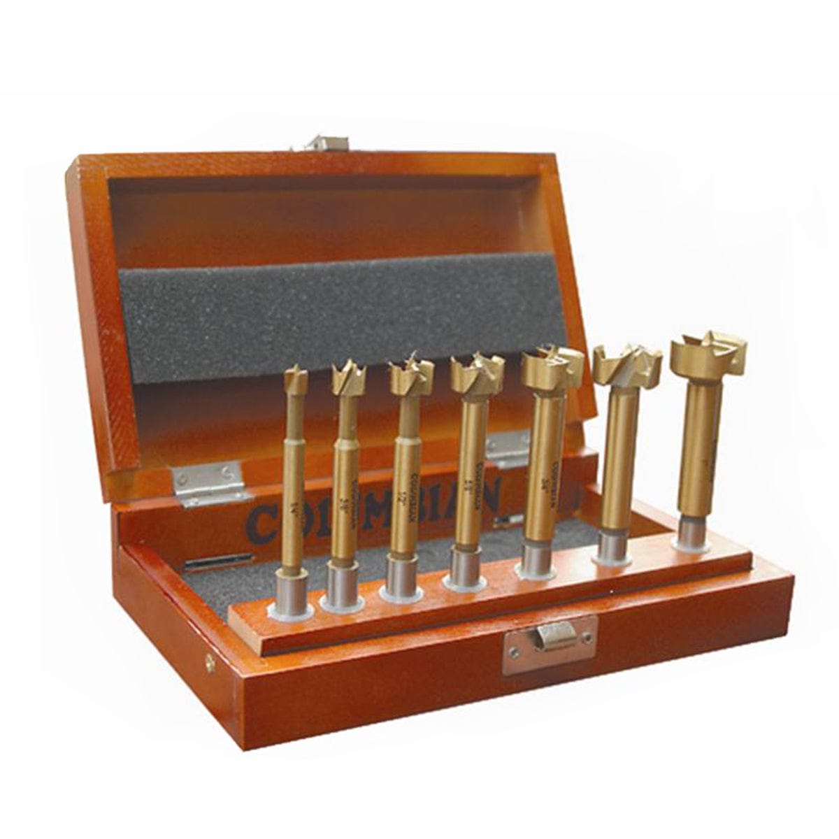 Colombian Router Bit Columbian 7Pce Titanium Nitride Coated Imperial Forstner Bit Set