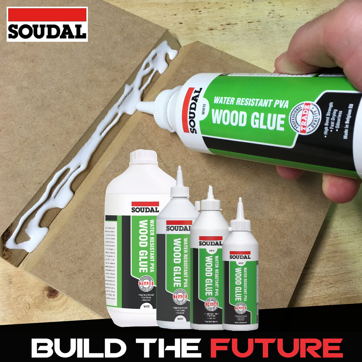 Soudal Water-Resistant PVA Wood Glue D3 – Various Sizes