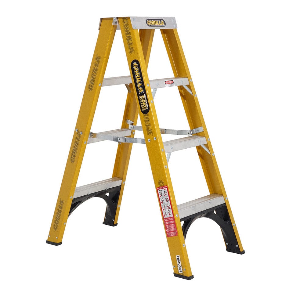 4 Step Fibreglass Double Sided 150kg Step Ladder FSM004-I by Gorilla