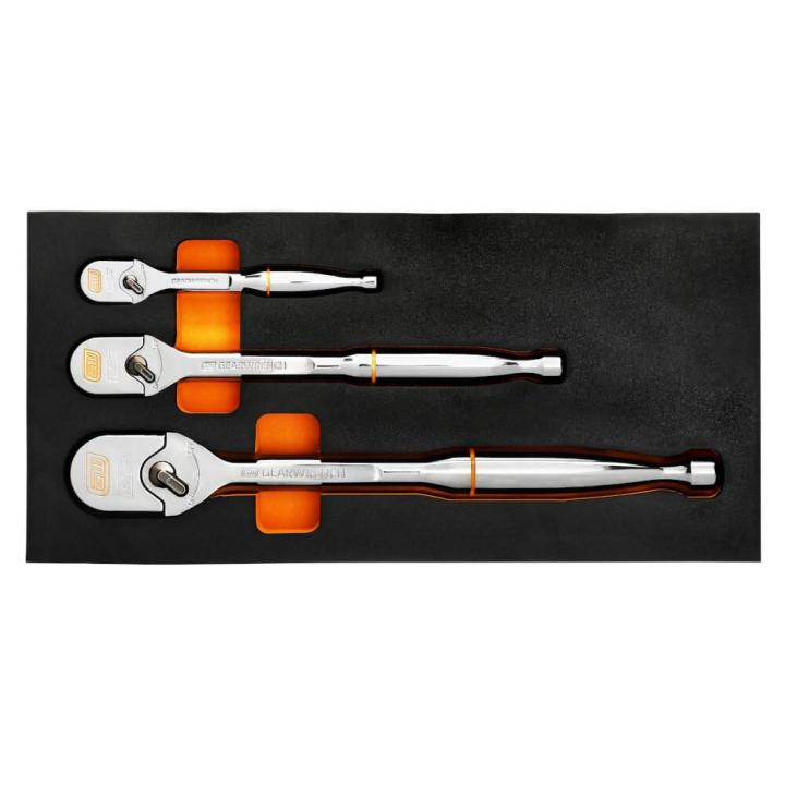 GEARWRENCH 3Pce 1/4", 3/8" & 1/2" Drive 120XP™ Full Polish Teardrop Ratchet Set 81206XP