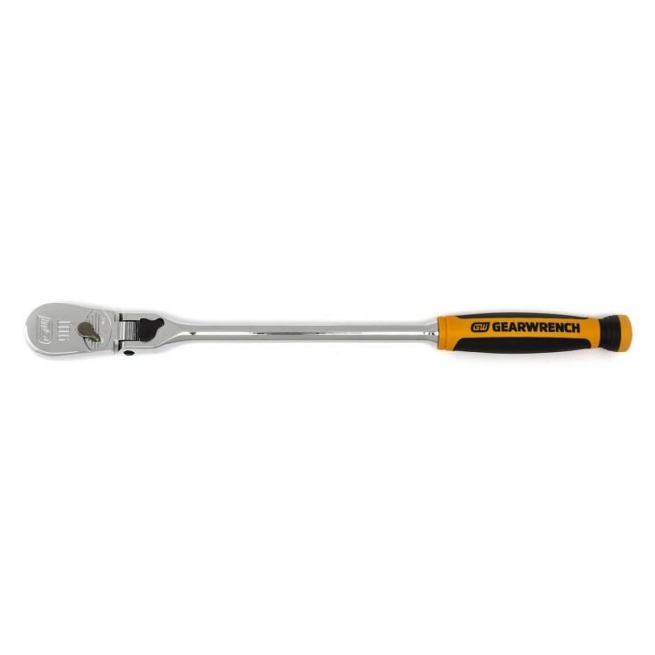 GEARWRENCH 2Pce 1/4” and 3/8” Drive 90-Tooth Dual Material Locking Flex Head Teardrop Ratchet Set 81275T