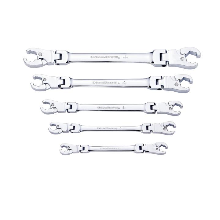 GEARWRENCH 5Pce Ratcheting Flex Head Flare Nut SAE Wrench Set 89100