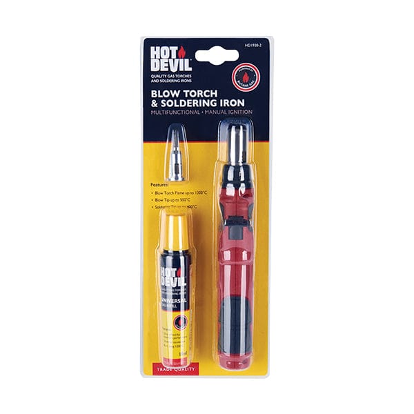 Hot Devil Cordless Gas Blow Torch & Soldering Iron HD1938-2