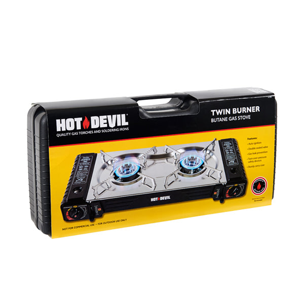 Twin Burner Butane Gas Stove HDTBS by Hot Devil