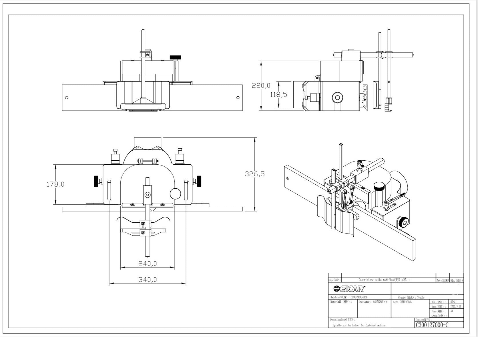 Heavy Duty Safety Hood to suit Spindle Moulders by Sicar