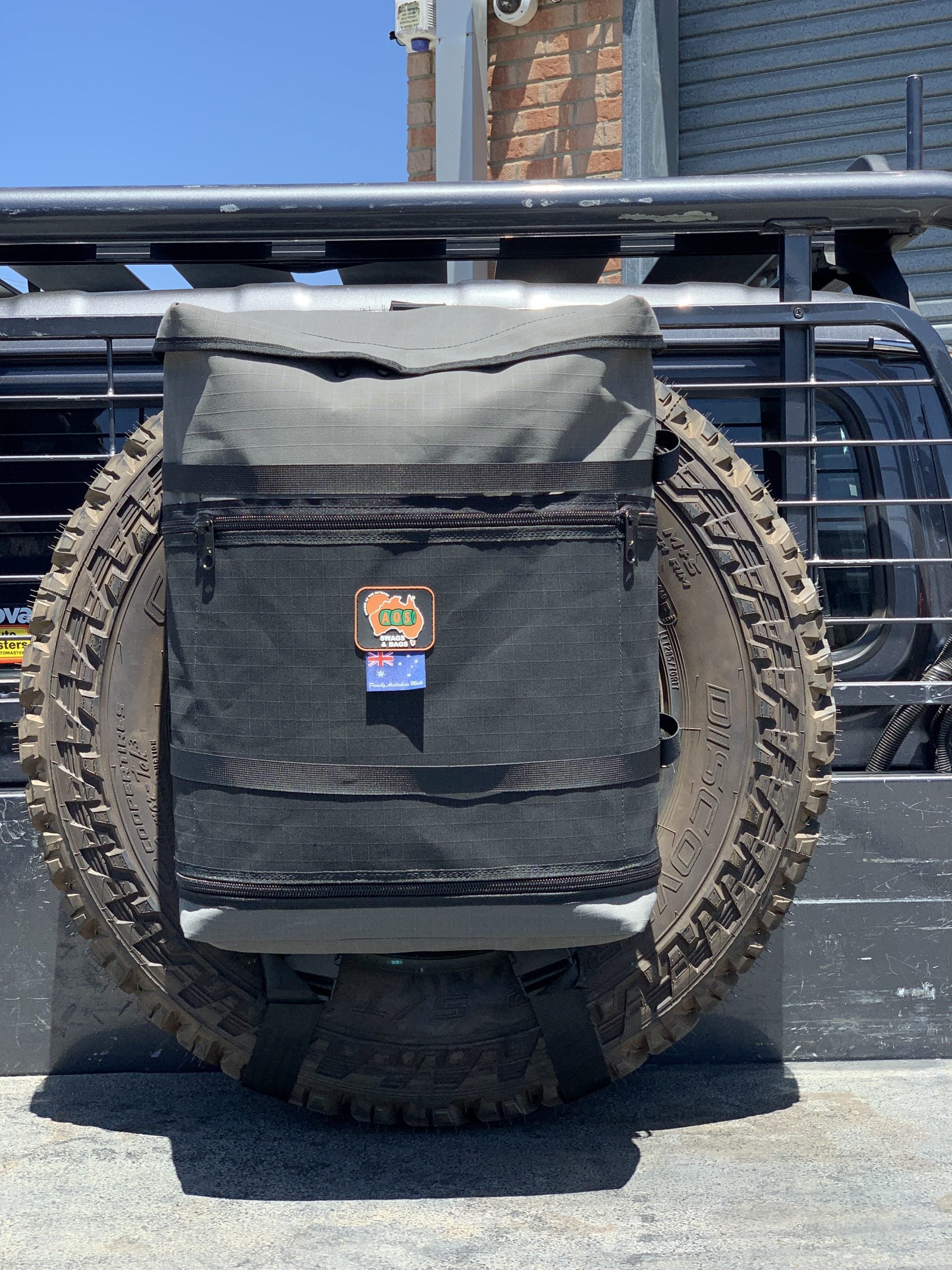 AOS Spare Wheel Bin Bag 45L Heavy Duty 4WD Storage – Australian Made – Fits 35” Tyres