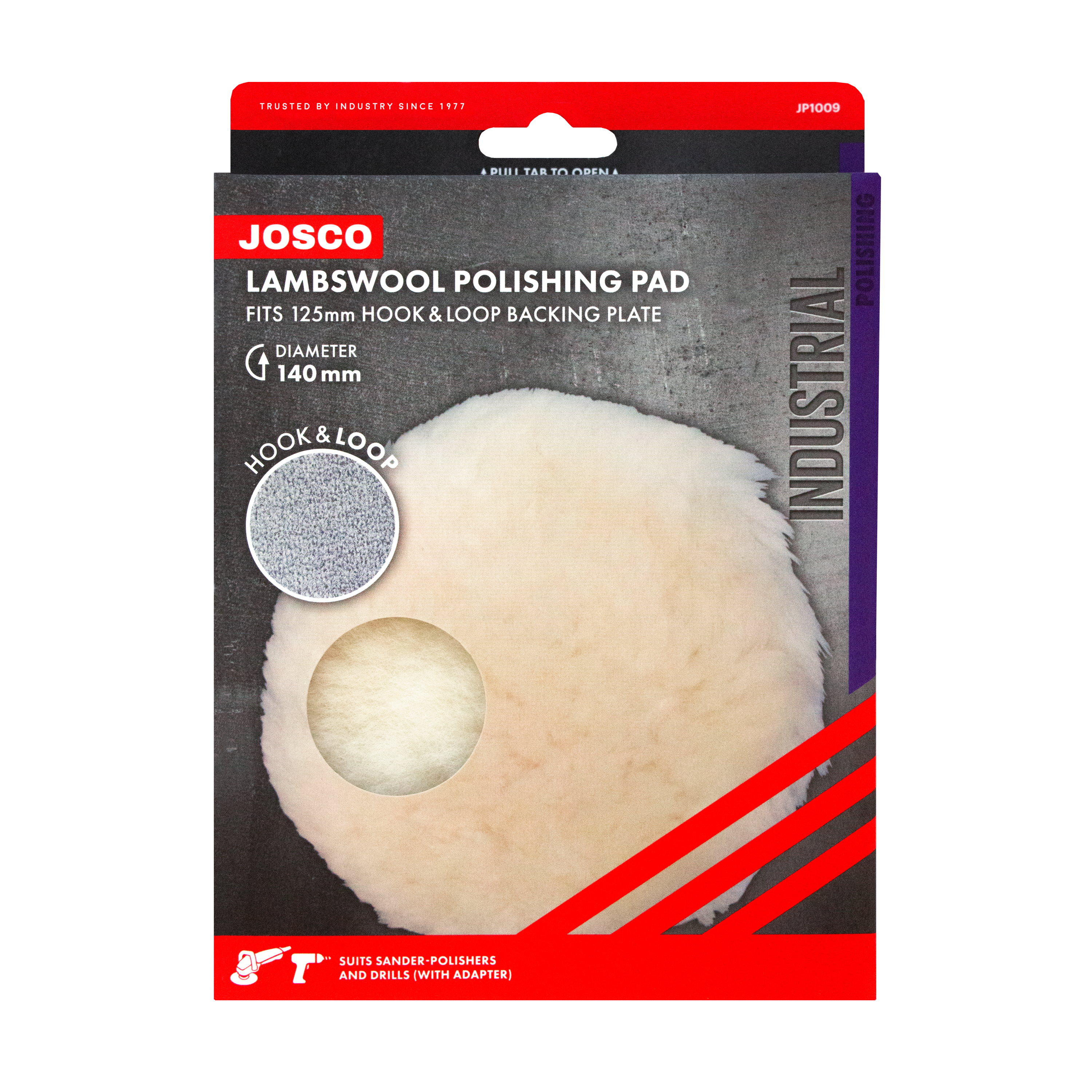 125mm Lambswool Bonnet Polishing Pad Disc with Hook & Loop Backing JP1009 by Josco
