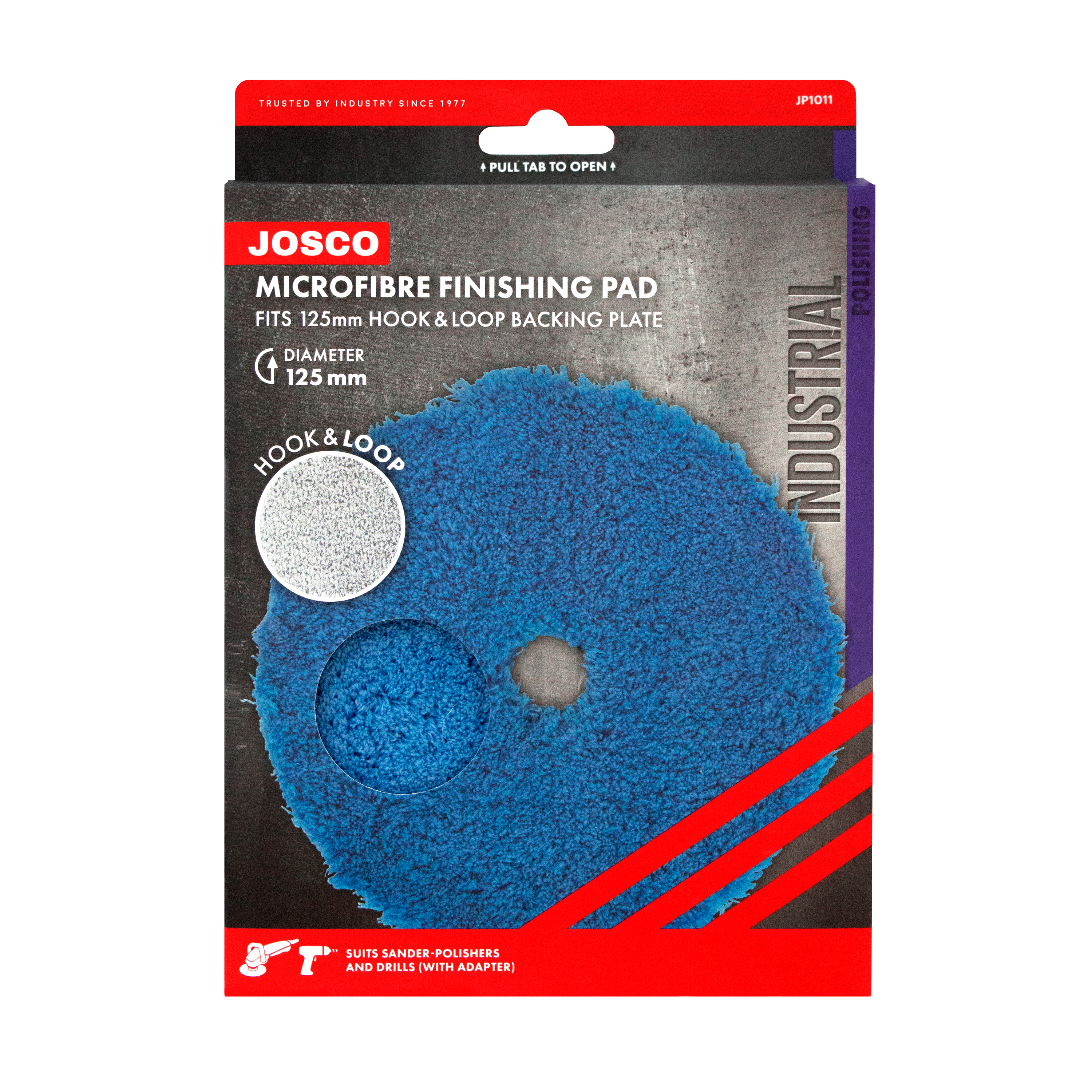 125mm Microfibre Finishing Pad Hook & Loop JP1011 by Josco