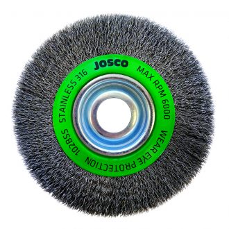 150mm x 19mm Multi-Bore Stainless Steel Crimped Wheel Brush - 102BSS by Josco
