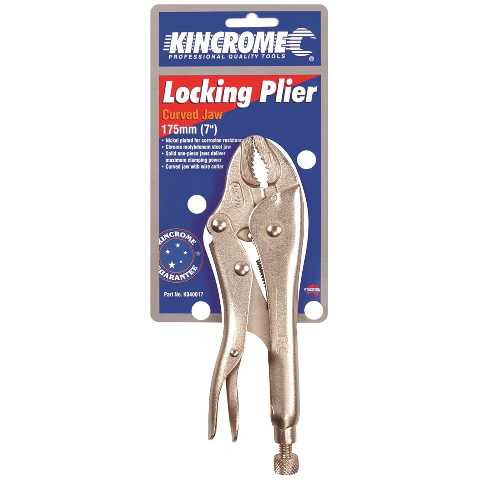 Locking Pliers Curved Jaw 175mm (7") - K040017 by Kincrome