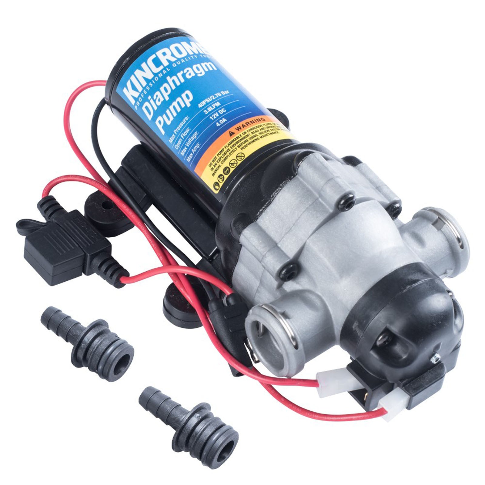 3.8LPM 12V Diaphragm Pump Quick Connect - K16102 by Kincrome