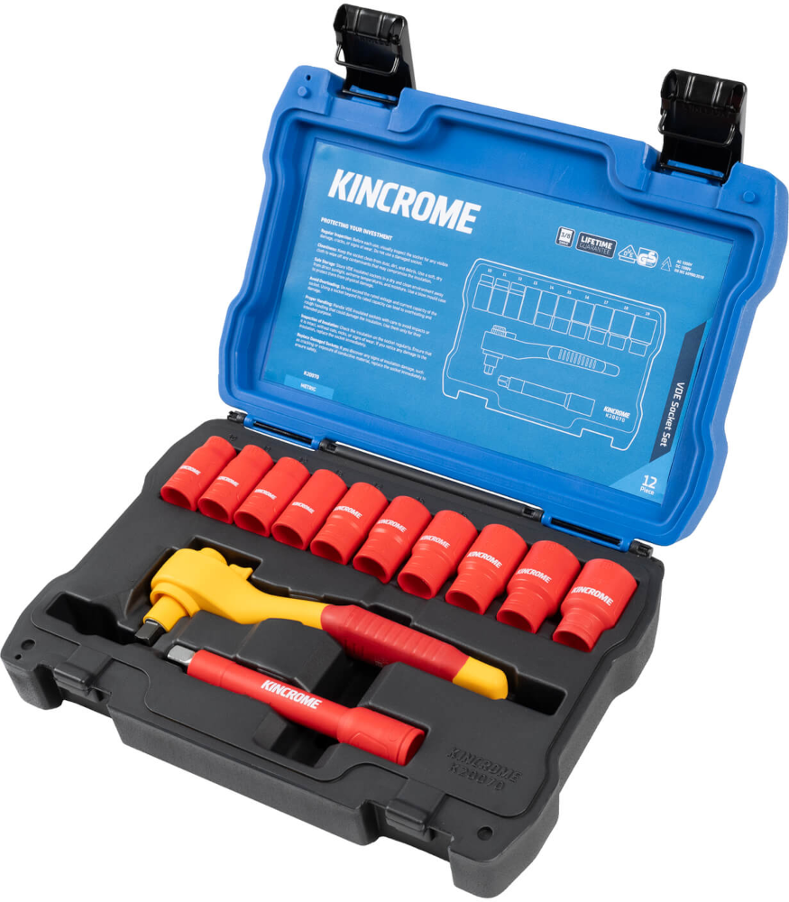 12Pce 3/8" VDE Socket Set Drive Metric K20070 by Kincrome