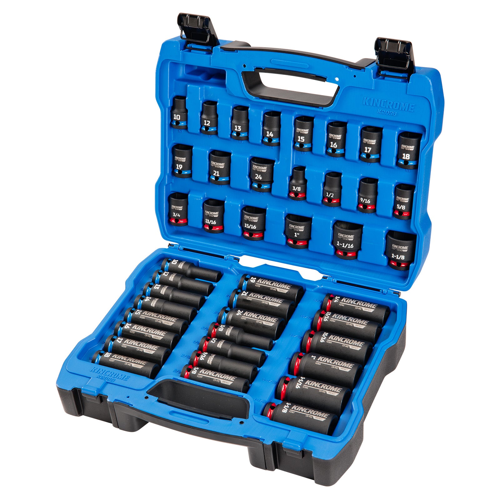 *Limited Edition* Kincrome 42Pce 1/2" Drive Imperial & Metric Socket Set K2098 + K28215 Bonus 6Pce Impact Accessory Set K2098B