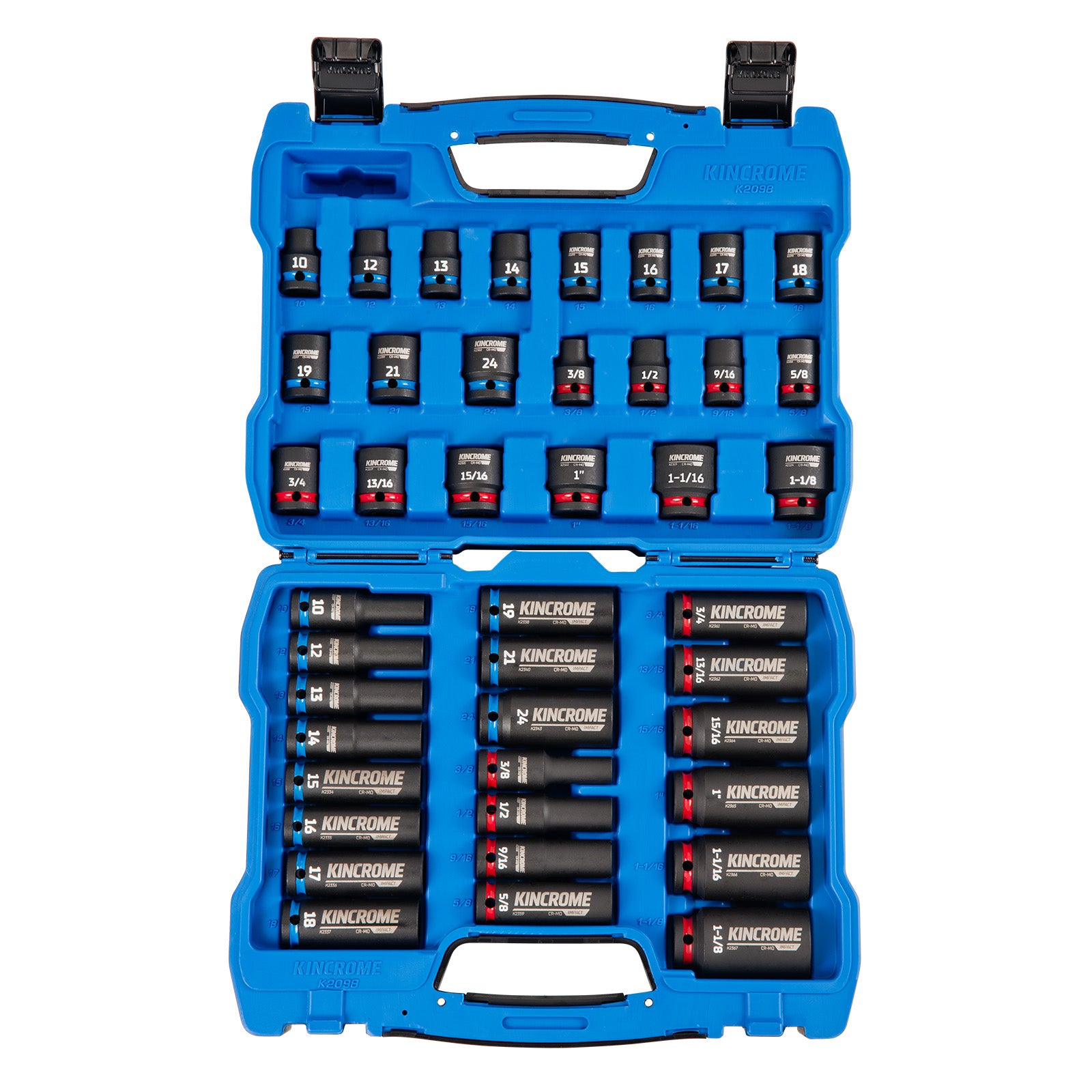 *Limited Edition* Kincrome 42Pce 1/2" Drive Imperial & Metric Socket Set K2098 + K28215 Bonus 6Pce Impact Accessory Set K2098B