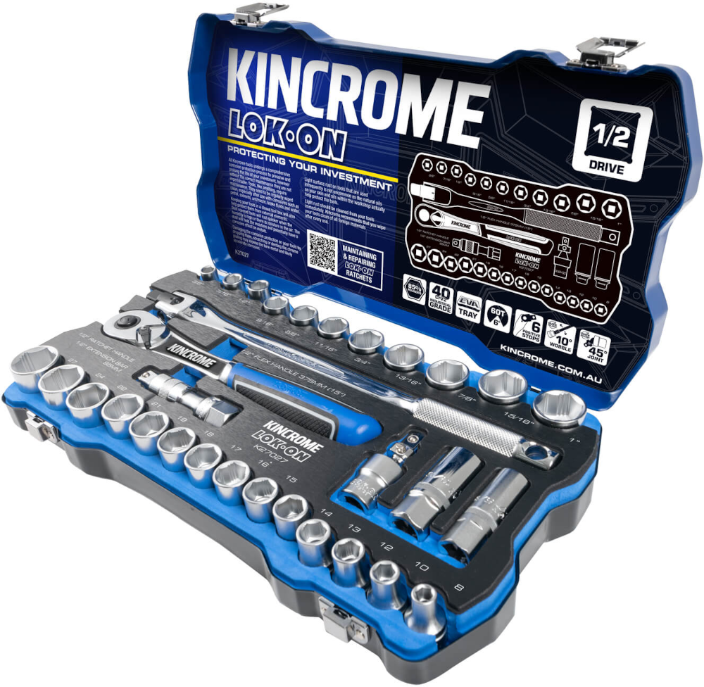 31Pce 1/2" Drive Metric LOK-ON™ Socket Kit K27027 by Kincrome