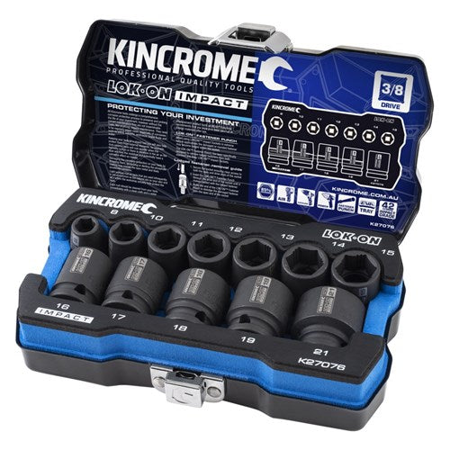 LOK-ON™ Impact Socket Set 12 Pce 3/8" Drive - K27076 Metric by Kincrome