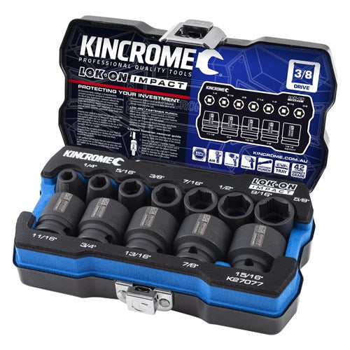 LOK-ON™ Impact Socket Set 12 Pce 3/8" Drive Imperial- K27077 by Kincrome