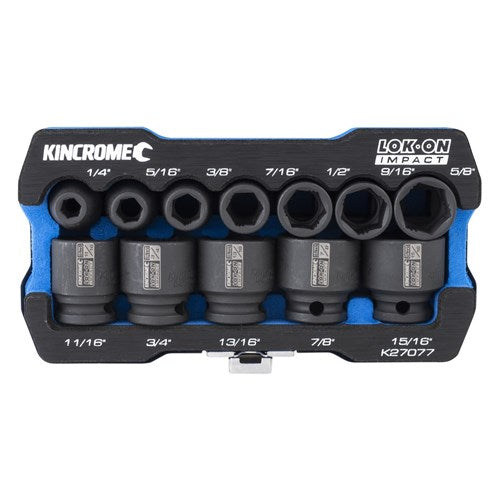 LOK-ON™ Impact Socket Set 12 Pce 3/8" Drive Imperial- K27077 by Kincrome