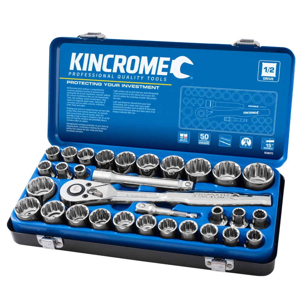 31Pce 1/2" Socket Set Drive Imperial + Metric K28072 by Kincrome