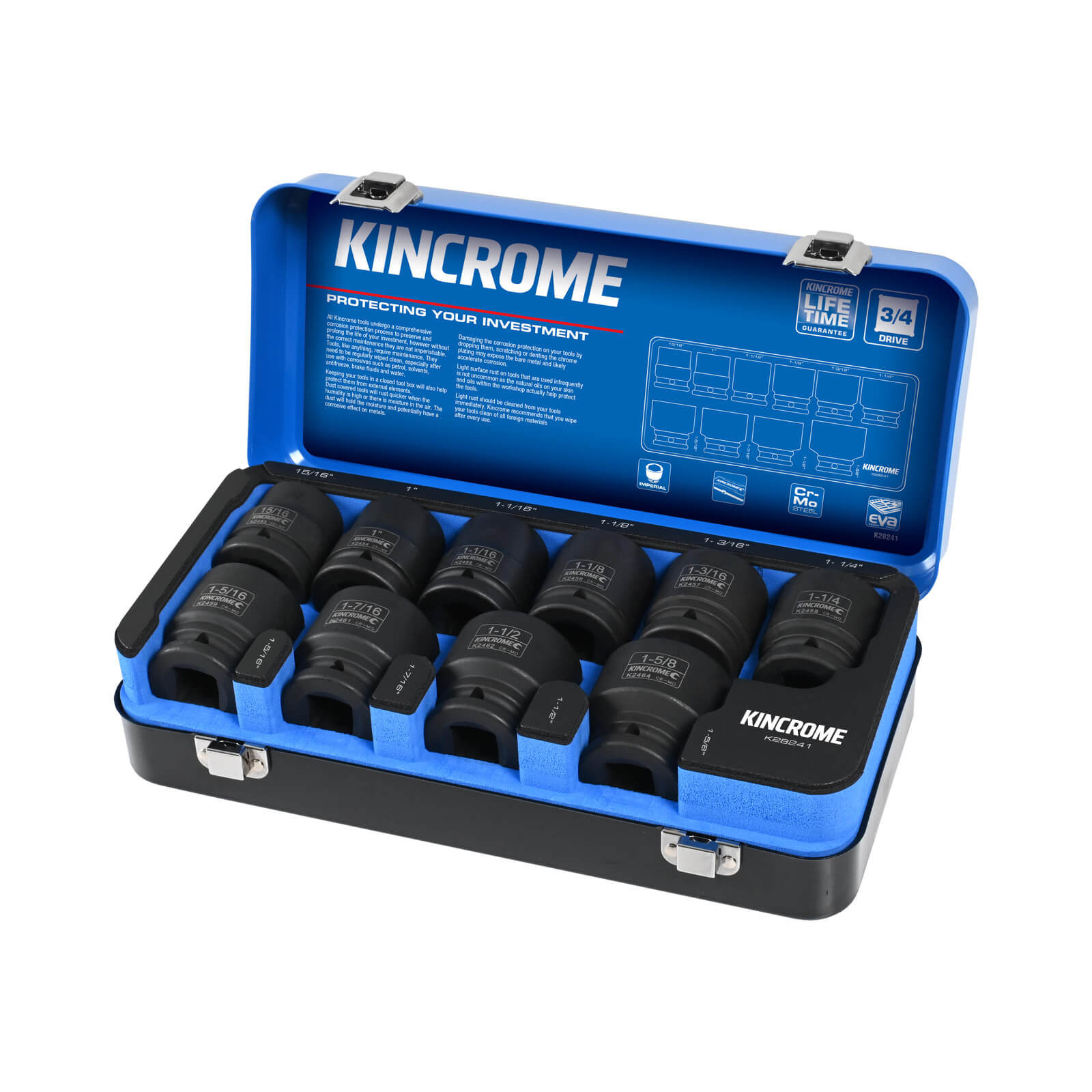 Impact 3/4" Drive Socket Set Imperial 10Pce - K28241 by Kincrome