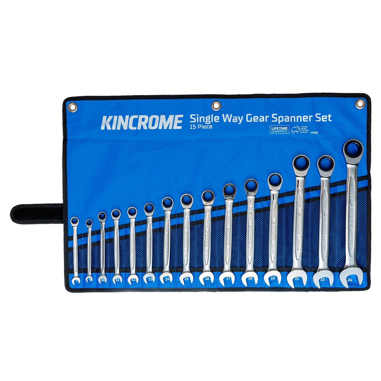 Kincrome 15 Piece Single Way Gear Spanner Set K3105 | Metric
