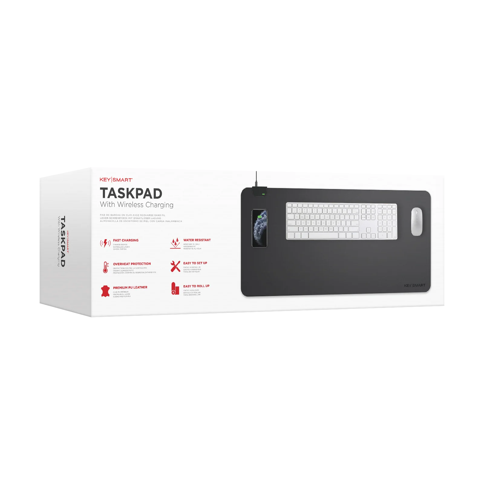 KeySmart TaskPad Wireless Charging Desk Pad Black