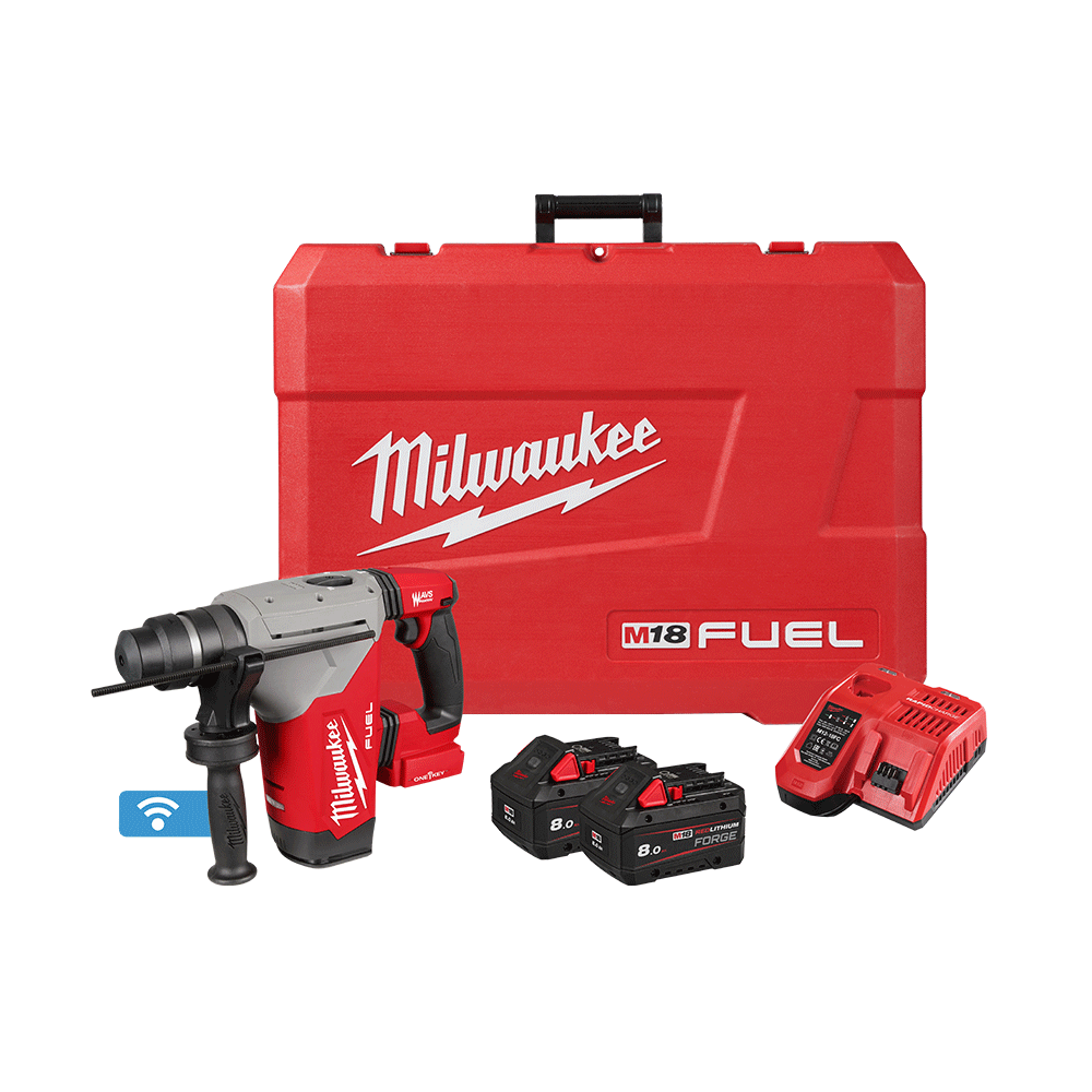 Milwaukee M18 FUEL™ 28mm SDS Plus Rotary Hammer w/ ONE-KEY™ Kit M18FHP-802FC
