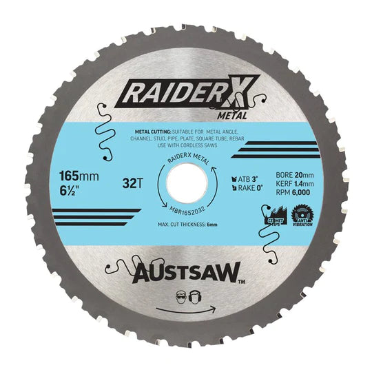 RaiderX Sheet Metal Blade 165mm x 20 x 32T MBR1652032 by Austsaw