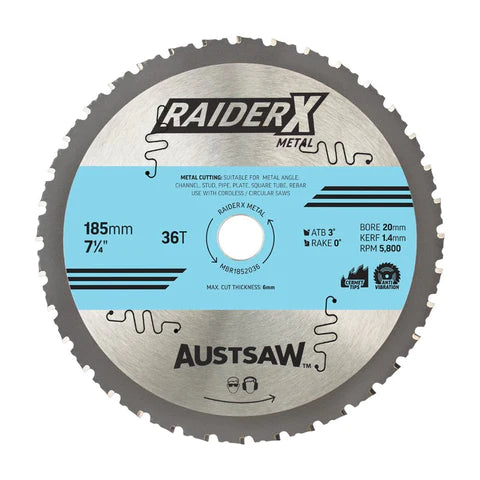 RaiderX Sheet Metal Blade 185mm x 20 x 36T MBR1852036 by Austsaw