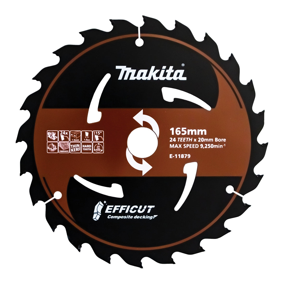 Makita 165mm x 20mm x 24T Efficut Composite Decking TCT Circular Saw Blade E-11879