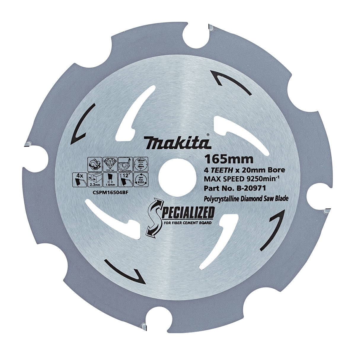 Makita 165mm (6-1/2") x 20mm x 4T Fibre Cement Circular Saw Blade B-20971