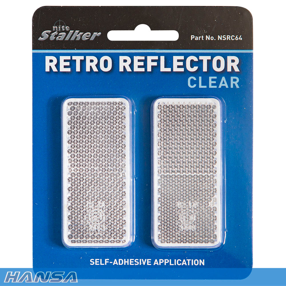 Nite Stalker Retro Reflectors Clear 64mm NSRC64