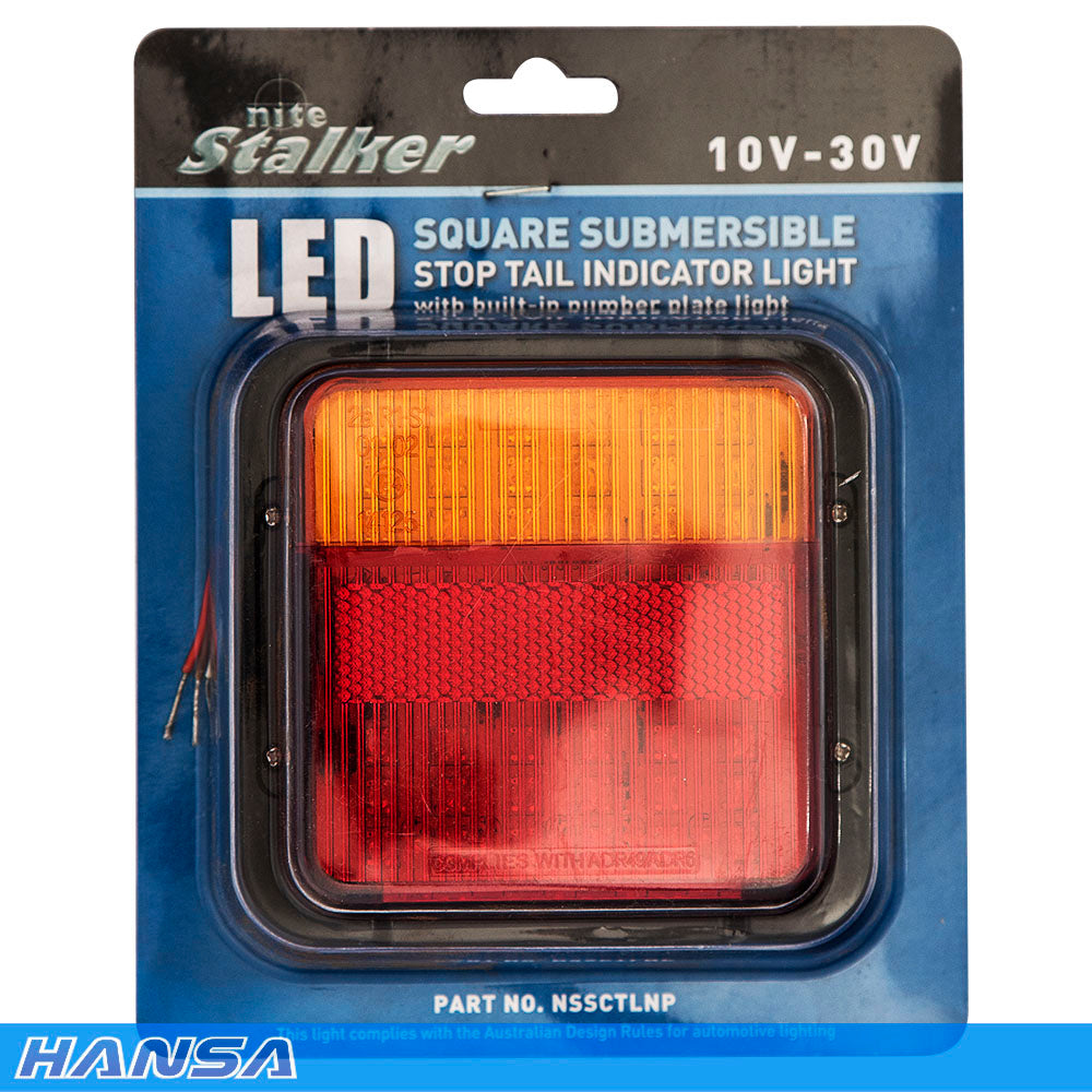 Nite Stalker LED Square Submersible Stop Tail Indicator Light with Built in Number Plate Light NSSCTLNP