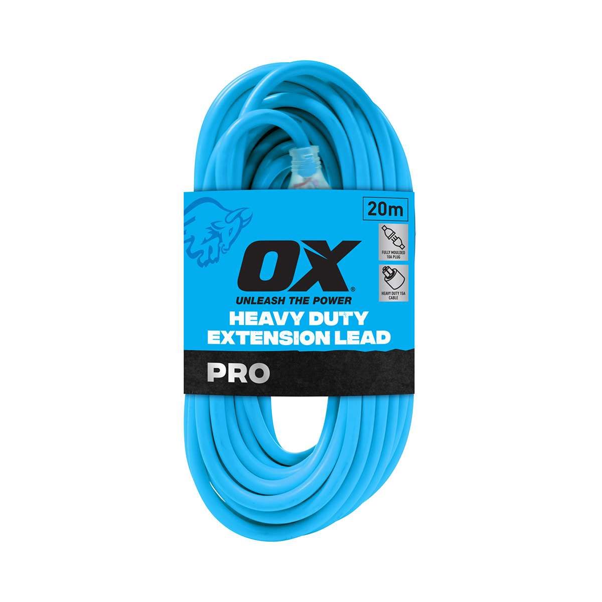 15Amp Lead & 10Amp Plug 20m Heavy Duty Extension Lead OX-P311720 by Ox